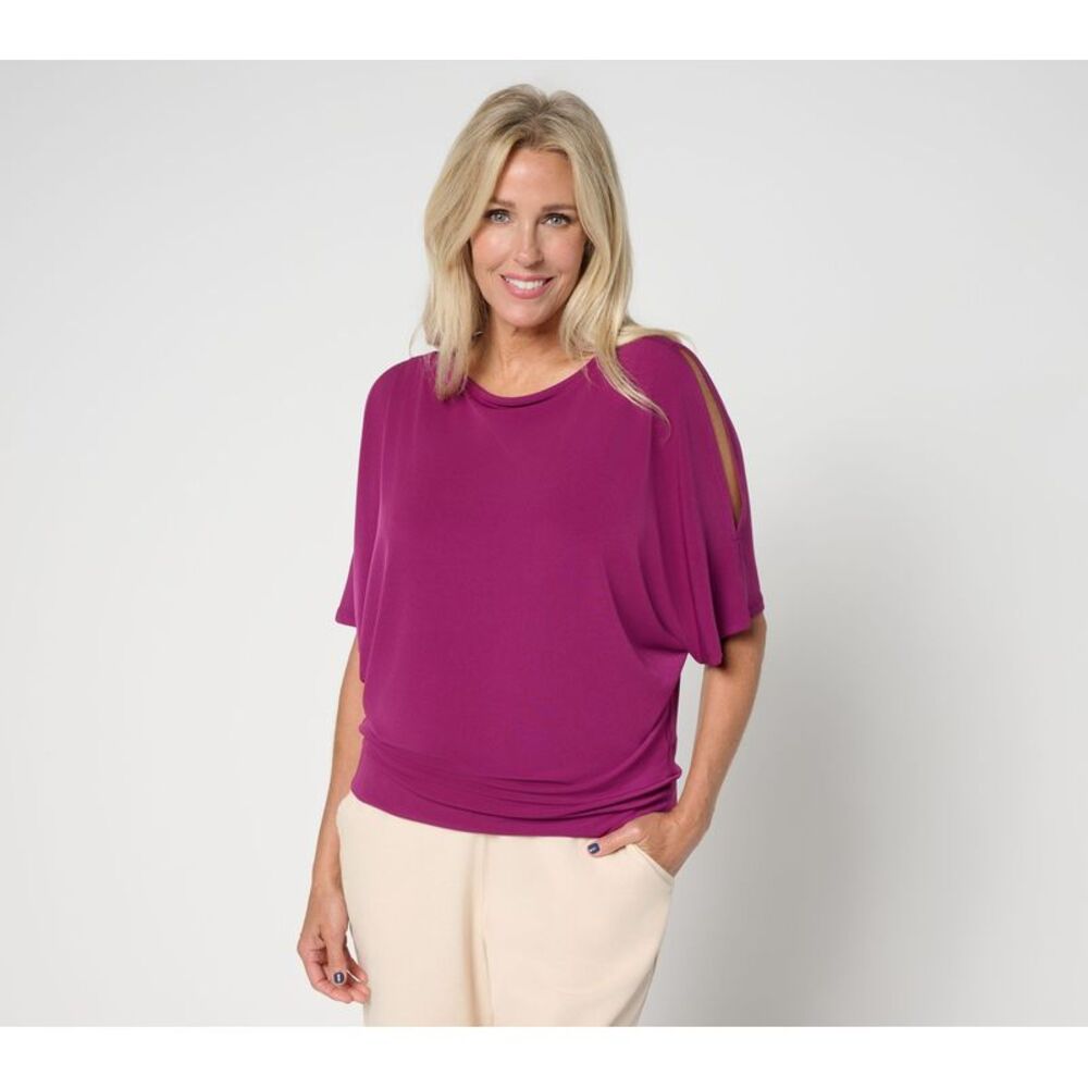 BEAUTIFUL by Lawrence Zarian Women's Top Sz XL The Gail Cold Shoulder Red
